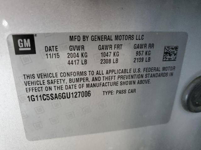 Photo 10 from auction – 2016 CHEVROLET MALIBU LIM with VIN 1G11C5SA6GU127006