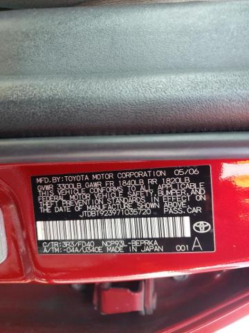 Photo 10 from auction – 2007 TOYOTA YARIS with VIN JTDBT923971035720