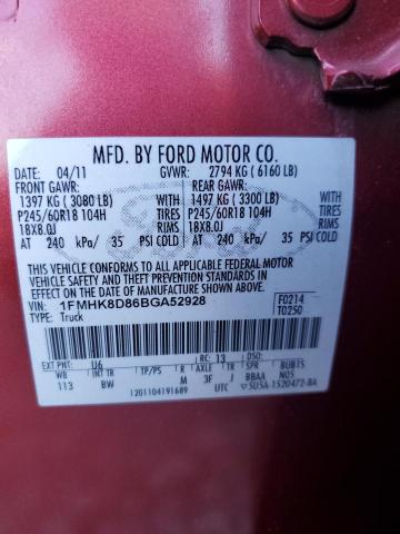 Photo 10 from auction – 2011 FORD EXPLORER X with VIN 1FMHK8D86BGA52928