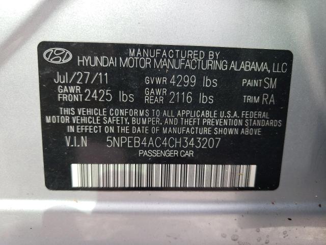 Photo 10 from auction – 2012 HYUNDAI SONATA GLS with VIN 5NPEB4AC4CH343207