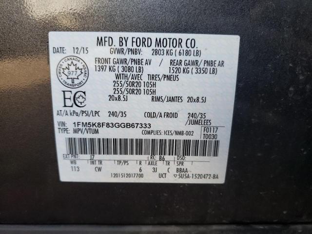 Photo 10 from auction – 2016 FORD EXPLORER L with VIN 1FM5K8F83GGB67333