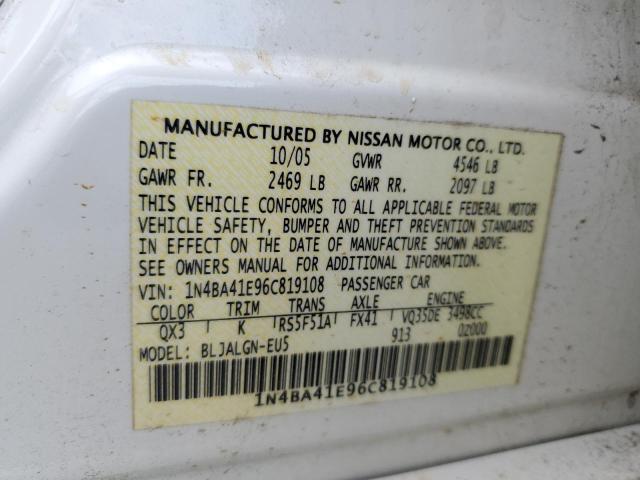 Photo 10 from auction – 2006 NISSAN MAXIMA SE with VIN 1N4BA41E96C819108