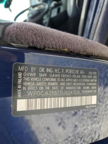 Photo 10 from auction – 2003 PORSCHE BOXSTER with VIN WP0CA29873U624308