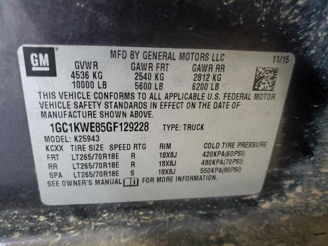 Photo 10 from auction – 2016 CHEVROLET SILVERADO with VIN 1GC1KWE85GF129228