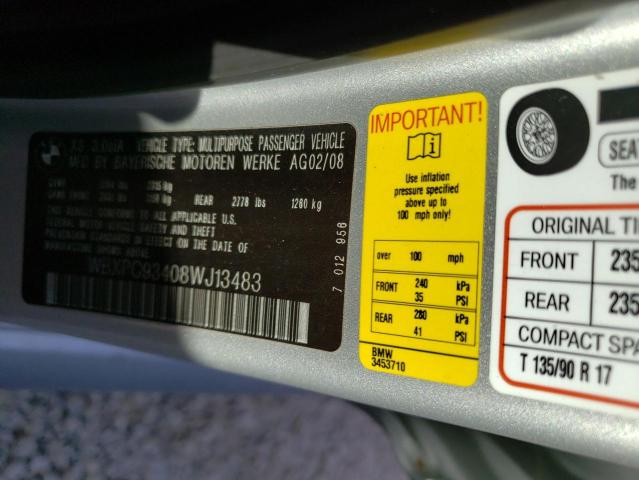 Photo 10 from auction – 2008 BMW X3 3.0SI with VIN WBXPC93408WJ13483