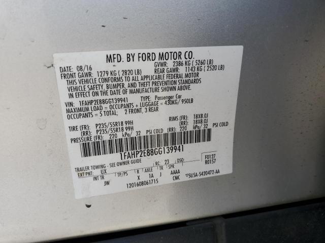Photo 10 from auction – 2016 FORD TAURUS SEL with VIN 1FAHP2E88GG139941