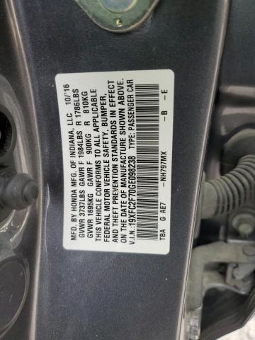 Photo 10 from auction – 2016 HONDA CIVIC EX with VIN 19XFC2F70GE098238
