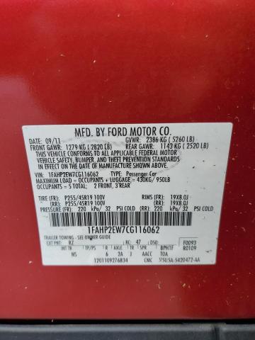 Photo 10 from auction – 2012 FORD TAURUS SEL with VIN 1FAHP2EW7CG116062