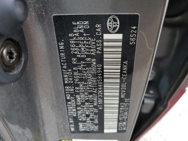 Photo 10 from auction – 2004 TOYOTA CAMRY LE with VIN 4T1BF32K44U584940