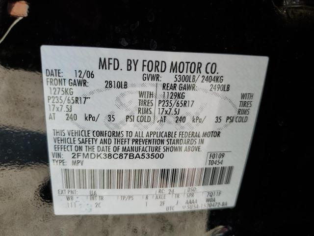 Photo 10 from auction – 2007 FORD EDGE SEL with VIN 2FMDK38C87BA53500