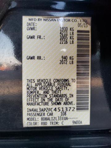 Photo 10 from auction – 2015 NISSAN ALTIMA 2.5 with VIN 1N4AL3AP2FC451372