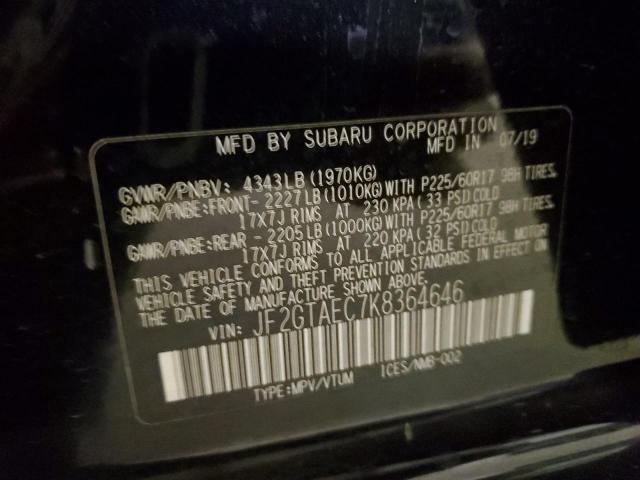 Photo 10 from auction – 2019 SUBARU CROSSTREK with VIN JF2GTAEC7K8364646