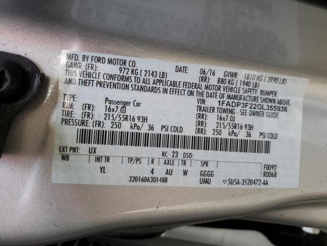 Photo 10 from auction – 2016 FORD FOCUS SE with VIN 1FADP3F22GL355936