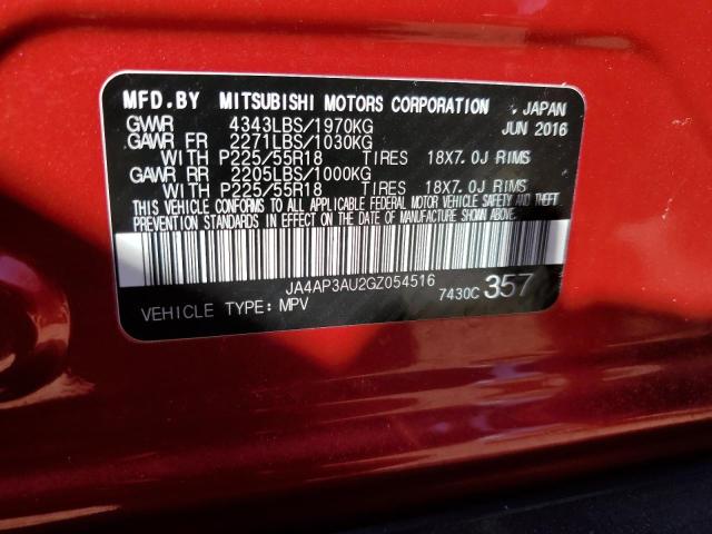 Photo 10 from auction – 2016 MITSUBISHI OUTLANDER with VIN JA4AP3AU2GZ054516