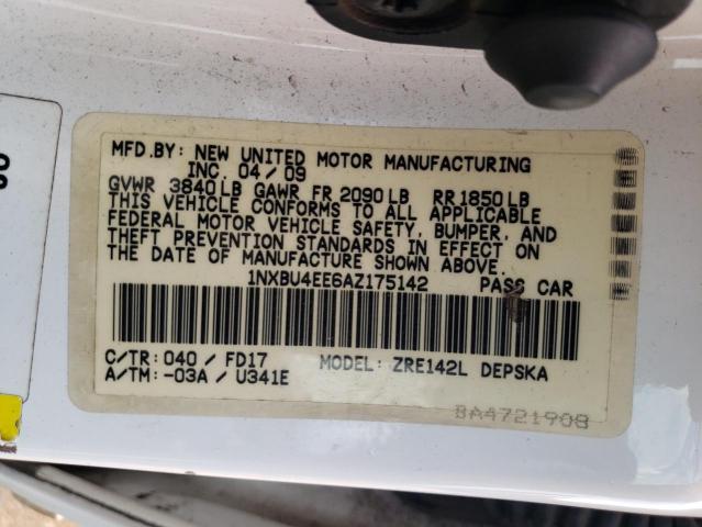 Photo 10 from auction – 2010 TOYOTA COROLLA BA with VIN 1NXBU4EE6AZ175142