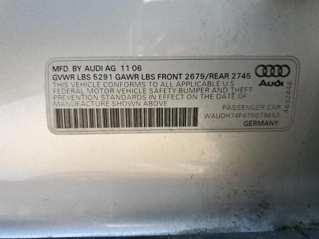 Photo 10 from auction – 2007 AUDI A6 3.2 QUA with VIN WAUDH74F47N079653