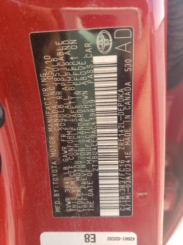 Photo 10 from auction – 2010 TOYOTA COROLLA BA with VIN 2T1BU4EE9AC419819