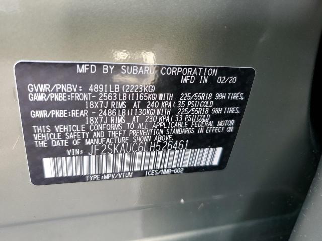 Photo 10 from auction – 2020 SUBARU FORESTER L with VIN JF2SKAUC6LH526461