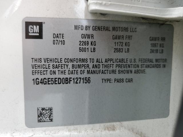 Photo 10 from auction – 2011 BUICK LACROSSE C with VIN 1G4GE5ED0BF127156