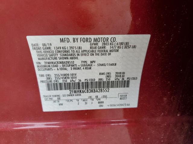 Photo 10 from auction – 2019 FORD FLEX SEL with VIN 2FMHK6C83KBA28552