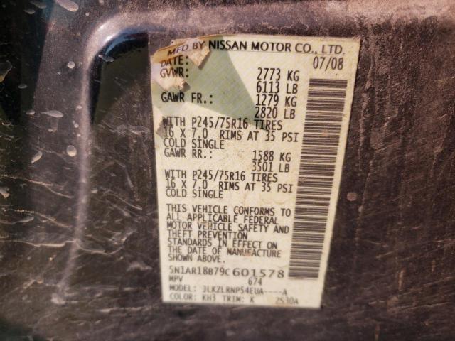 Photo 10 from auction – 2009 NISSAN PATHFINDER with VIN 5N1AR18B79C601578