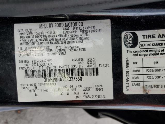 Photo 10 from auction – 2011 FORD FUSION SE with VIN 3FAHP0HA1BR327558