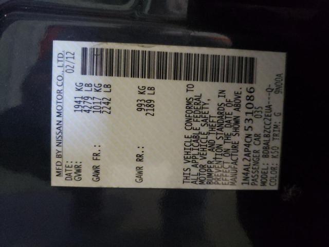 Photo 10 from auction – 2012 NISSAN ALTIMA with VIN 1N4AL2AP4CN531086