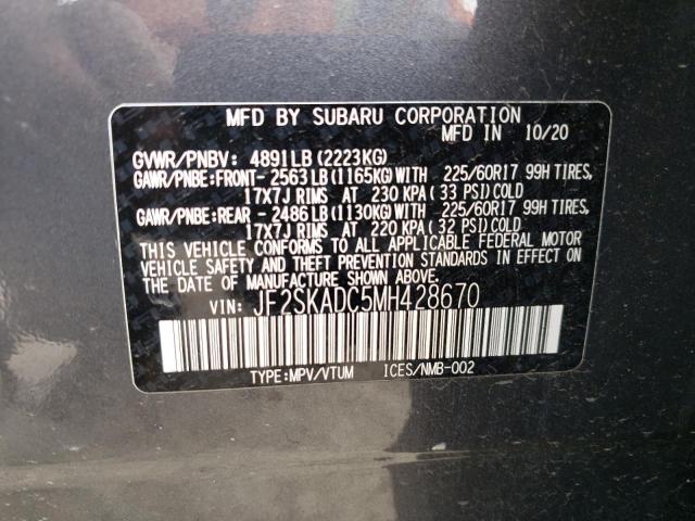 Photo 10 from auction – 2021 SUBARU FORESTER with VIN JF2SKADC5MH428670