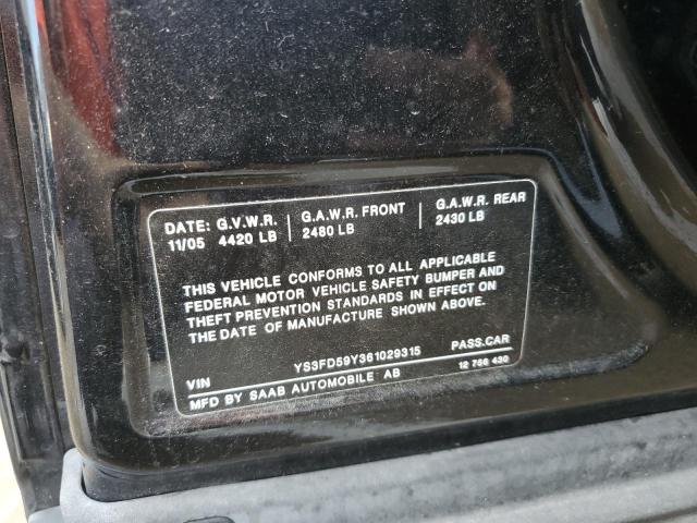 Photo 10 from auction – 2006 SAAB 9-3 with VIN YS3FD59Y361029315
