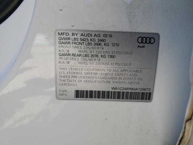 Photo 10 from auction – 2016 AUDI Q5 PREMIUM with VIN WA1C2AFP8GA126672