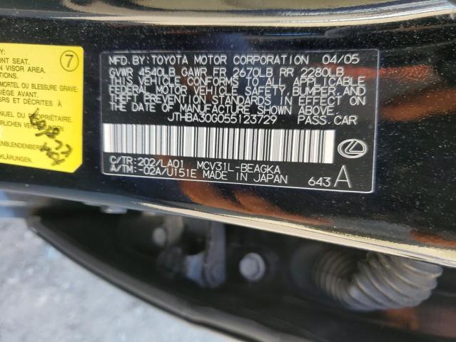 Photo 10 from auction – 2005 LEXUS ES 330 with VIN JTHBA30G055123729