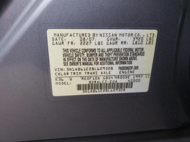 Photo 10 from auction – 2008 NISSAN SENTRA 2.0 with VIN 3N1AB61E28L609328