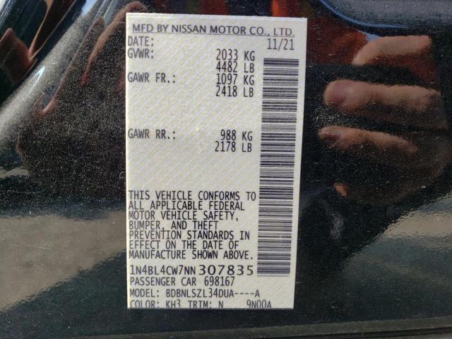 Photo 10 from auction – 2022 NISSAN ALTIMA SR with VIN 1N4BL4CW7NN307835