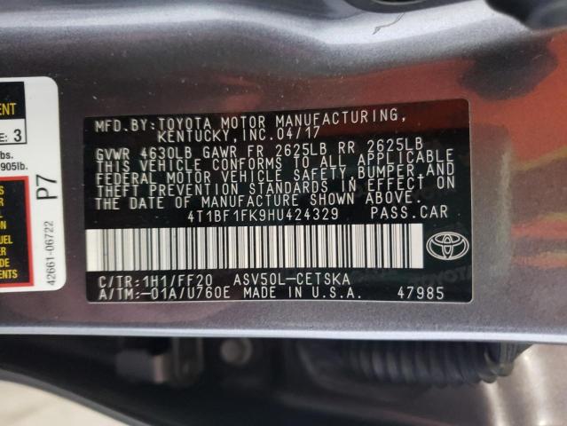 Photo 10 from auction – 2017 TOYOTA CAMRY LE with VIN 4T1BF1FK9HU424329