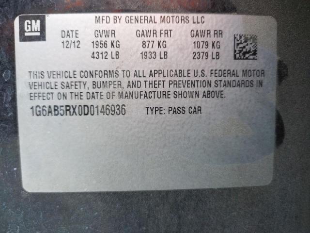 Photo 10 from auction – 2013 CADILLAC ATS LUXURY with VIN 1G6AB5RX0D0146936
