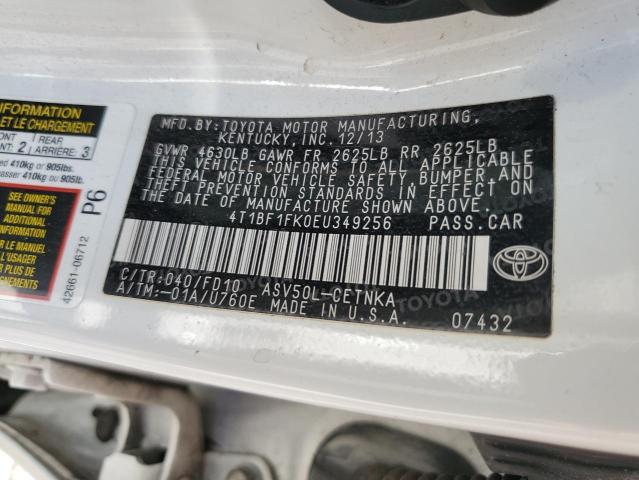 Photo 10 from auction – 2014 TOYOTA CAMRY L with VIN 4T1BF1FK0EU349256