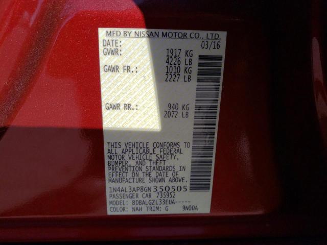 Photo 10 from auction – 2016 NISSAN ALTIMA with VIN 1N4AL3AP8GN350505