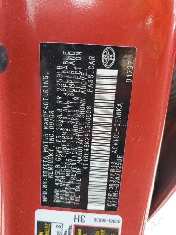 Photo 10 from auction – 2009 TOYOTA CAMRY BASE with VIN 4T1BE46K29U360608