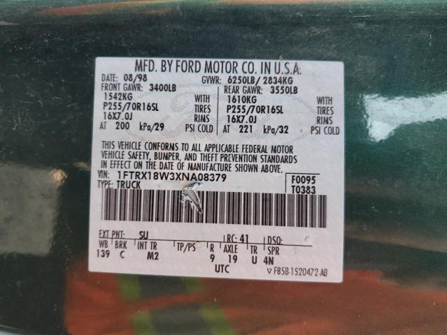 Photo 10 from auction – 1999 FORD F150 with VIN 1FTRX18W3XNA08379
