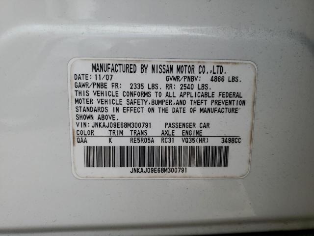 Photo 10 from auction – 2008 INFINITI EX35 BASE with VIN JNKAJ09E68M300791
