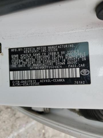 Photo 10 from auction – 2007 TOYOTA CAMRY CE with VIN 4T1BE46K77U504974