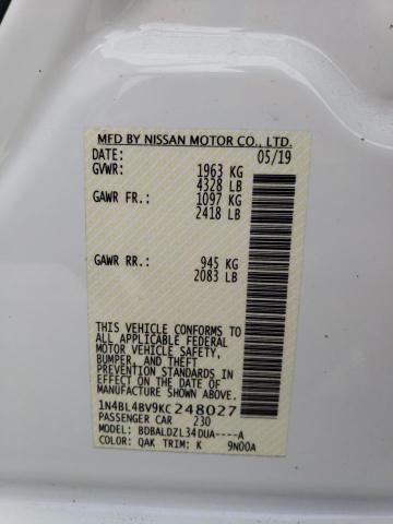 Photo 10 from auction – 2019 NISSAN ALTIMA S with VIN 1N4BL4BV9KC248027