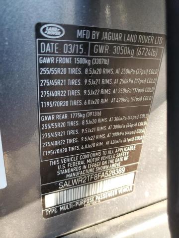 Photo 10 from auction – 2015 LAND ROVER RANGE ROVE with VIN SALWR2TF8FA528389