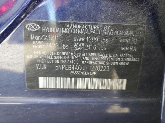 Photo 10 from auction – 2011 HYUNDAI SONATA GLS with VIN 5NPEB4AC0BH270223