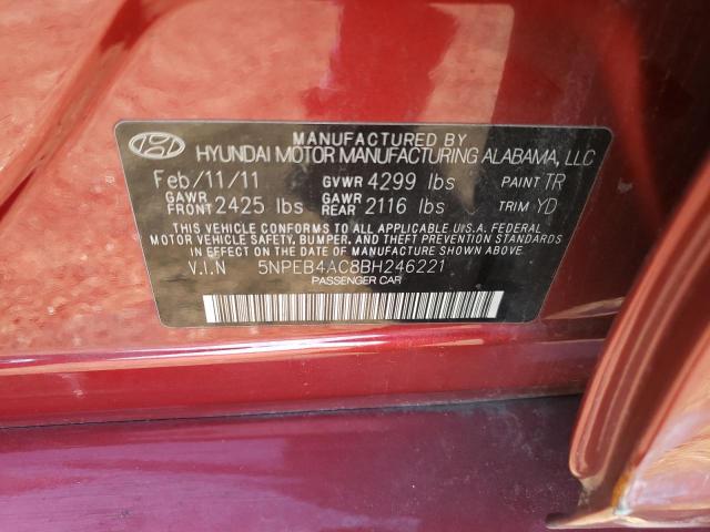Photo 10 from auction – 2011 HYUNDAI SONATA GLS with VIN 5NPEB4AC8BH246221