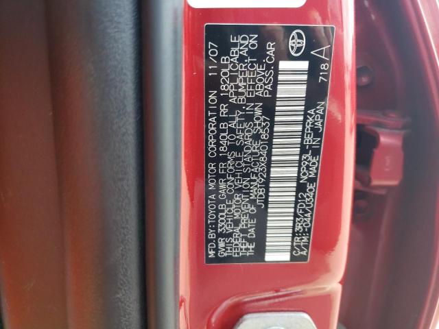 Photo 10 from auction – 2008 TOYOTA YARIS with VIN JTDBT923X84018537