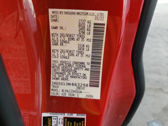 Photo 10 from auction – 2022 NISSAN FRONTIER S with VIN 1N6ED1CL3NN663298