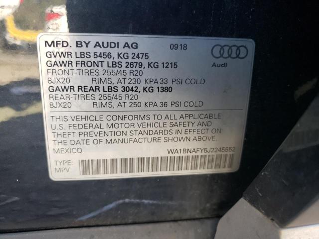 Photo 10 from auction – 2018 AUDI Q5 PREMIUM with VIN WA1BNAFY5J2245552