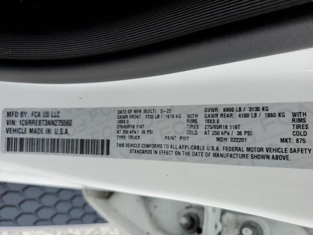Photo 10 from auction – 2022 RAM 1500 BIG H with VIN 1C6RREBT3NN275560