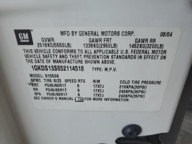 Photo 10 from auction – 2005 GMC ENVOY with VIN 1GKDS13S652114518